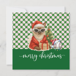 Honkbal Kerstmis thema voor Cat Lovers Feestdagenkaart