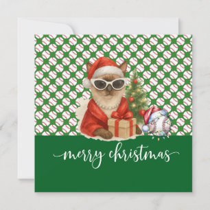 Honkbal Kerstmis thema voor Cat Lovers Feestdagenkaart