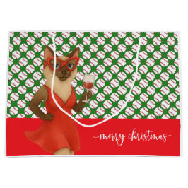 Honkbal Kerstmis thema voor Cat Lovers Groot Cadeauzakje