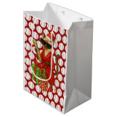 Honkbal Kerstmis thema voor Cat Lovers Medium Cadeauzakje (Voorkant Gekanteld)