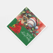 Honkbal Kerstmis thema voor Cat Lovers Servet (Hoek)