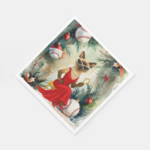 Honkbal Kerstmis thema voor Cat Lovers Servet (Hoek)