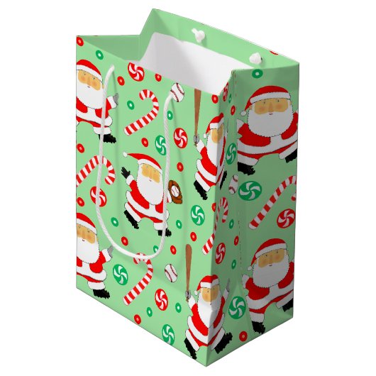 Honkbal Kerstmis Vakantie Medium Gift Bag Medium Cadeauzakje (Voorkant Gekanteld)