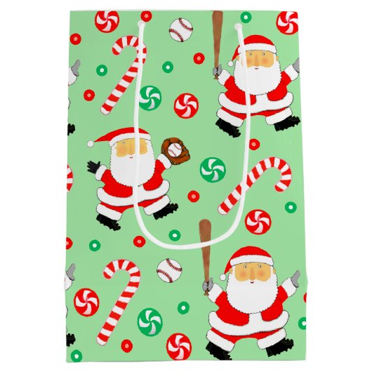 Honkbal Kerstmis Vakantie Medium Gift Bag Medium Cadeauzakje (Achterkant)