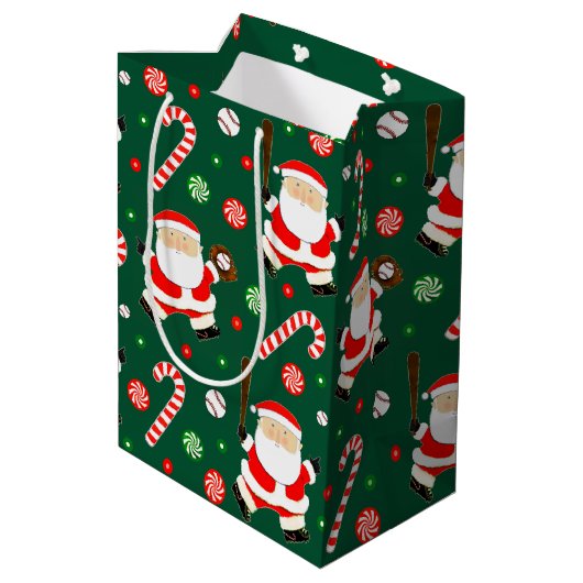 Honkbal Kerstmis Vakantie Medium Gift Bag Medium Cadeauzakje (Achterkant Gekanteld)