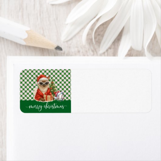 Honkbal Kerstthema voor Kattenliefhebbers Etiket (Insitu)