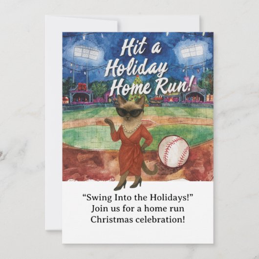 Honkbal Kerstthema voor Kattenliefhebbers Kaart (Voorkant)