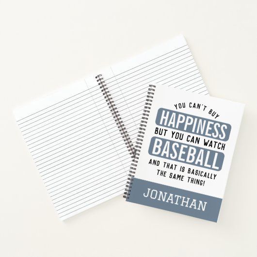 Honkbal kijken is geluk grappig honkbal notitieboek (Binnen)