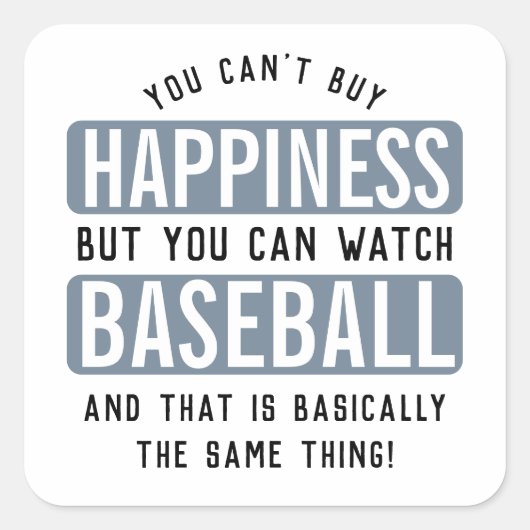 Honkbal kijken is geluk grappig honkbal vierkante sticker (Voorkant)