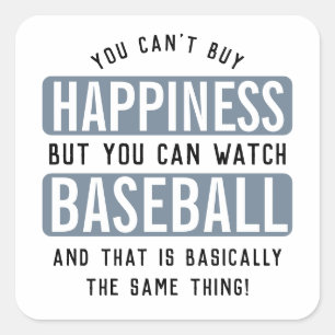Honkbal kijken is geluk grappig honkbal vierkante sticker