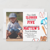 Honkbal kind verjaardagsfoto uitnodiging (Voorkant)