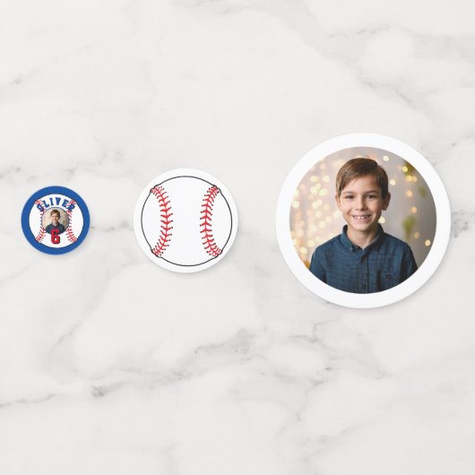 Honkbal Kinder foto verjaardagsfeest Confetti (Achterkanten)