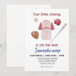 Honkbal kleine kampioen baby shower uitnodiging