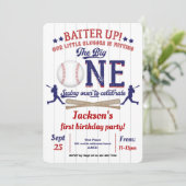 Honkbal, kleine sloddertje, eerste verjaardag kaart (Staand voorkant)
