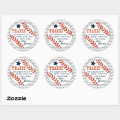 honkbal kleine sloeber dank u Sticker Labels (Vel)