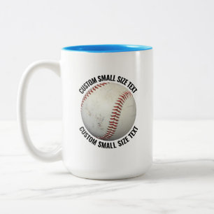Honkbal & Kleine Tekst LICHTBLAUW 15oz Op Maat Tweekleurige Koffiemok