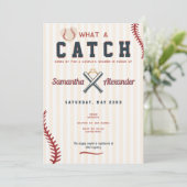 Honkbal koppels verlovingsfeest huwelijksdouche kaart (Staand voorkant)