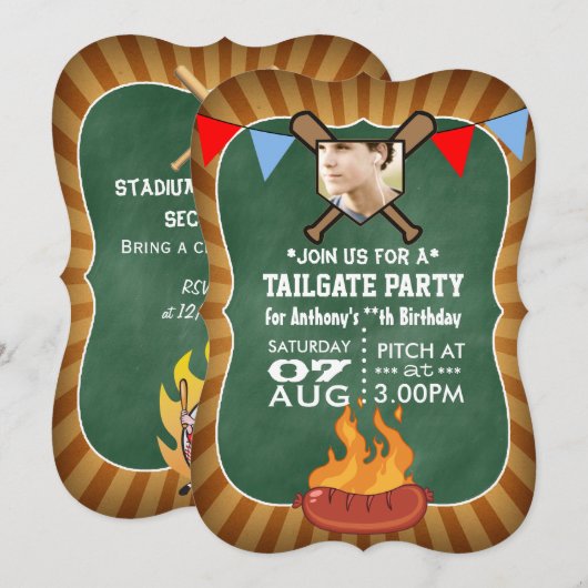 Honkbal krijtbord Retro Tailgate Feest Kaart (Voorkant / Achterkant)