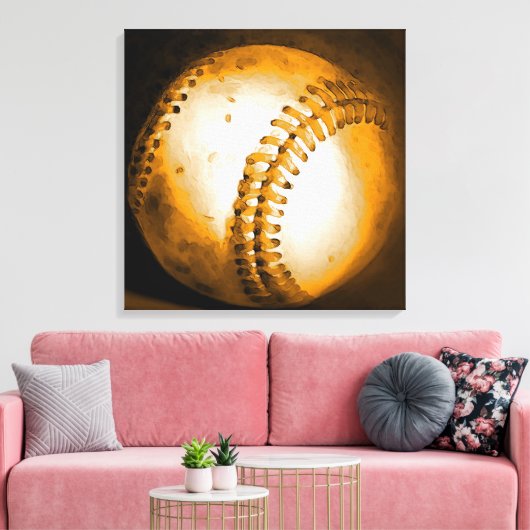 Honkbal Kunstwerk Verpakt Canvas (Insitu (Woonkamer))