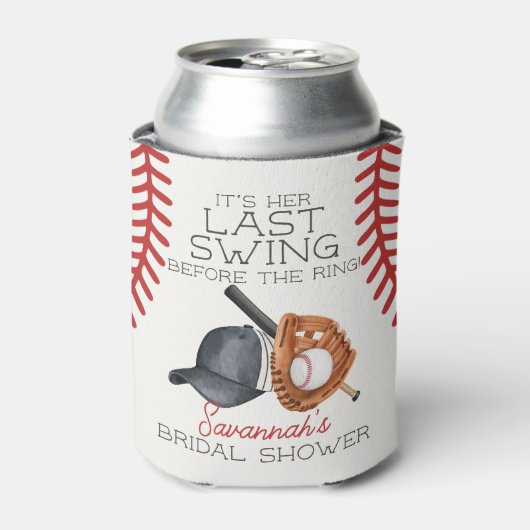 Honkbal Laatste Swing Home Run Bruiloftsshower Fav Blikjeskoeler (Blikje Voorkant)