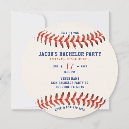 Honkbal Laatste Swing Voor de Ring Bachelorfeest Kaart (Voorkant)