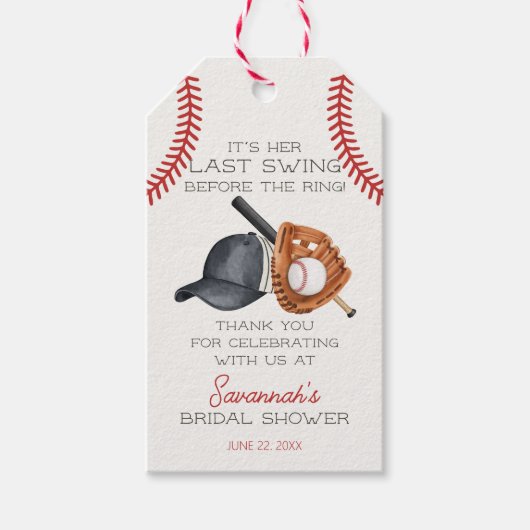 Honkbal laatste swing Vrijgezellenfeest gunst Cadeaulabel (Voorkant)