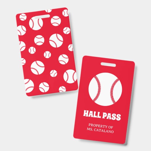 honkbal Leraar Hal Pas schoolkleuren Badge (Voor- en achterkant)