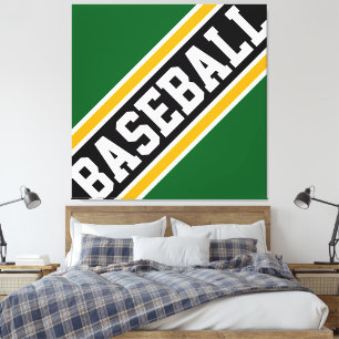 HONKBAL Leuke Dynamische Groen Zwarte Oranje Strep Canvas Afdruk