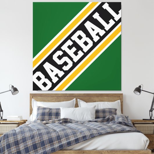 HONKBAL Leuke Dynamische Groen Zwarte Oranje Strep Canvas Afdruk (Insitu (Slaapkamer))