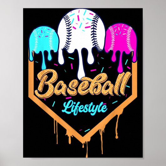 Honkbal Levensstijl 101 Kleding Jeugd Drip Honkbal Poster (Voorkant)