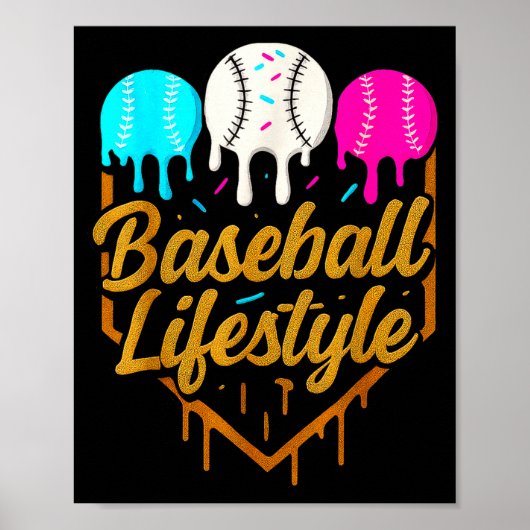 Honkbal levensstijl, Honkbal Drip Ijs Poster (Voorkant)