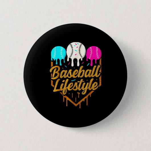 Honkbal levensstijl, Honkbal Drip Ijs Ronde Button 5,7 Cm (Voorkant)