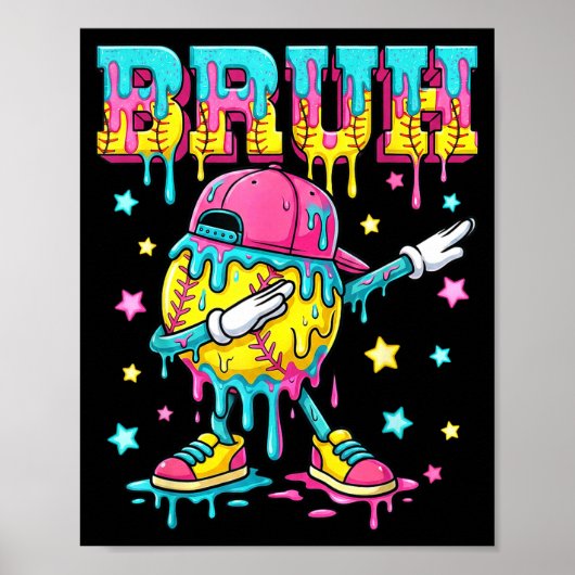 Honkbal levensstijl kleding jeugd druppel honkbal poster (Voorkant)