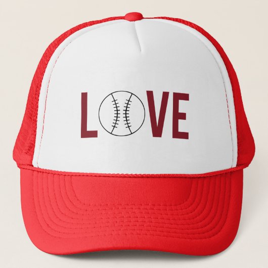 Honkbal Liefde Hoed Trucker Pet (Voorkant)
