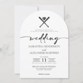 Honkbal Liefde met QR Code Wedding Kaart (Voorkant)