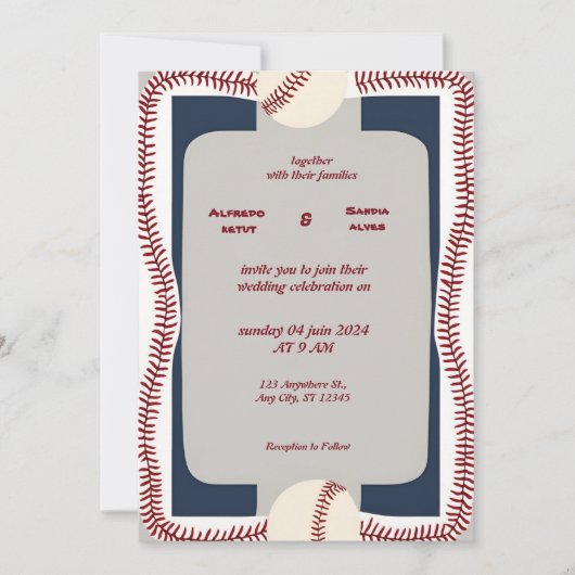 Honkbal liefde sport thema bruiloft uitnodigingen (Voorkant)