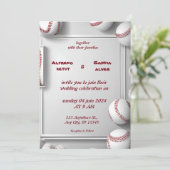 Honkbal liefde sport thema bruiloft uitnodigingen (Staand voorkant)