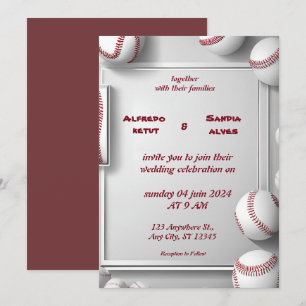 Honkbal liefde sport thema bruiloft uitnodigingen