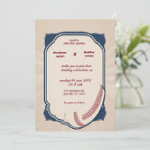 Honkbal liefde sport Thema Trouw Uitnodigingen (Staand voorkant)