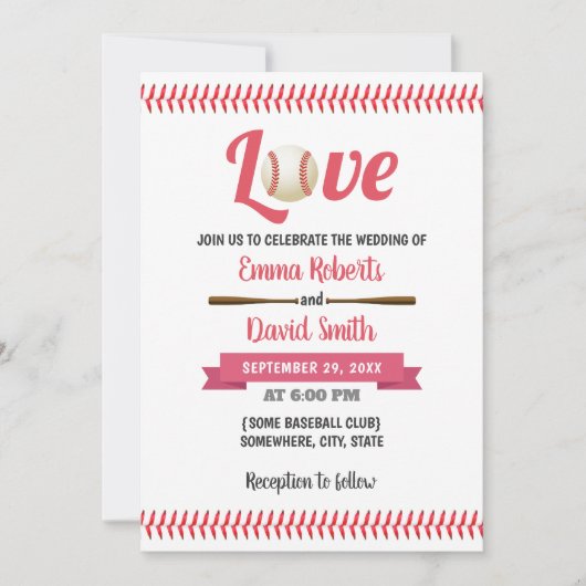 Honkbal Liefde Sport Thema Trouwen Kaart (Voorkant)