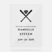 Honkbal Liefde Welkom Acryl Bord (Voorkant)