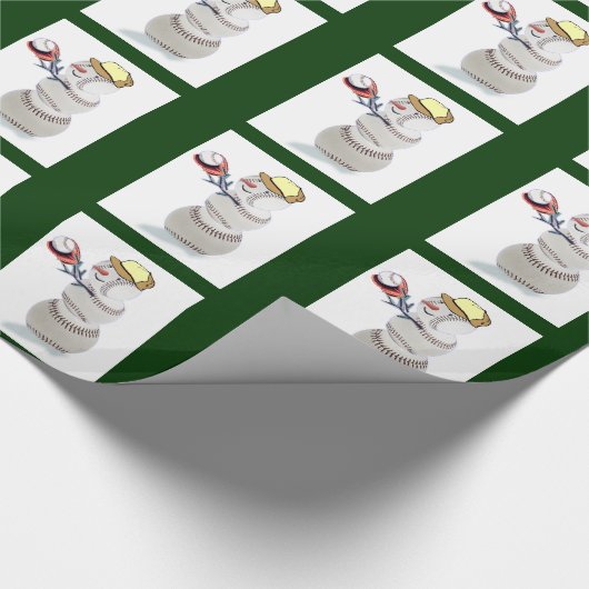 Honkbal Liefhebbers Kerstmis Cadeaupapier (Hoek)