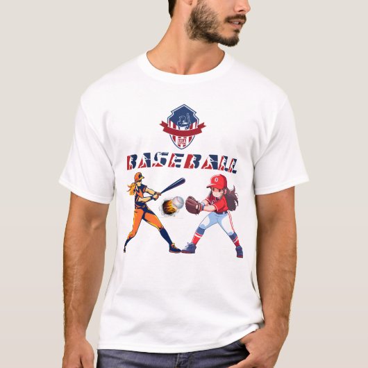 Honkbal Logo, Aangepast Sportontwerp,  Baseb T-shirt (Voorkant)