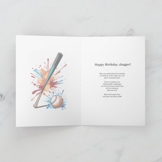 Honkbal Lovers Waterverf Splash Verjaardag Kaart (Binnen)