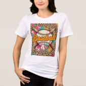 Honkbal Luipaardprint Hart Spetter Tri-Blend Shirt (Voorkant)