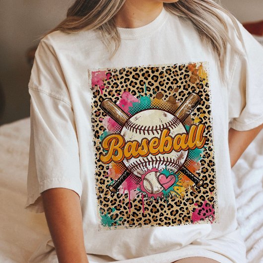 Honkbal Luipaardprint Hart Spetter Tri-Blend Shirt