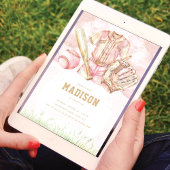 Honkbal Luxe Meisje Verjaardag Roze Goud Kaart