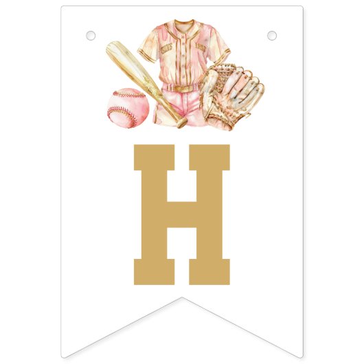 Honkbal luxe meisje verjaardag vlaggetjes (Tweede vlag)