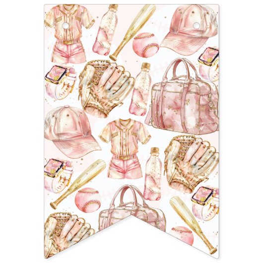 Honkbal luxe meisje verjaardag vlaggetjes (Eerste vlag)