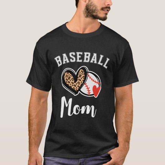 Honkbal mam luipaard he t-shirt (Voorkant)
